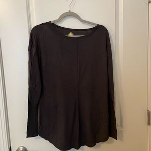 Anthropologie charcoal gray long sleeve shirt, flowy with cut-out back